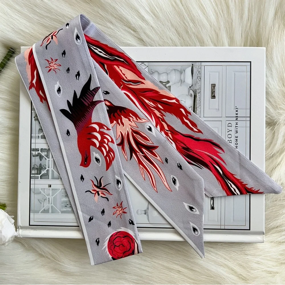 Scarlet Bird Twilly Scarf Bag Handle Satin Wrap